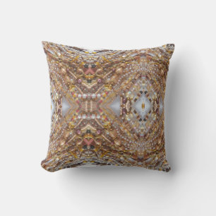 Outdoor Throw Pillow- Earth Tones Bead Print Outdoor Cushion