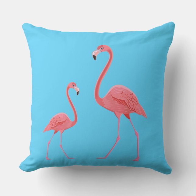 Outdoor Throw Pillow-Flamingo Cushion (Front)