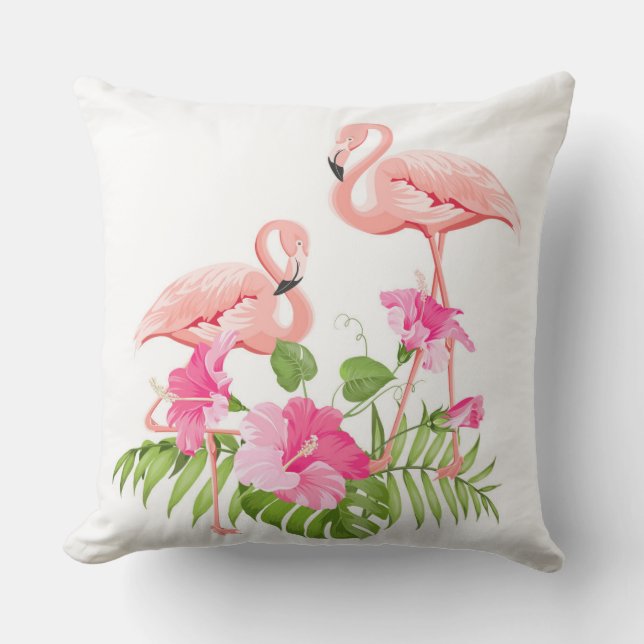 Outdoor Throw Pillow-Flamingo Outdoor Pillow (Front)
