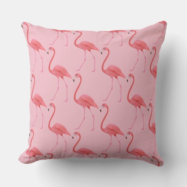 Outdoor Throw Pillow-Flamingos Cushion (Front)