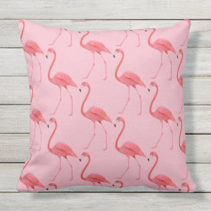 Outdoor Throw Pillow-Flamingos Cushion