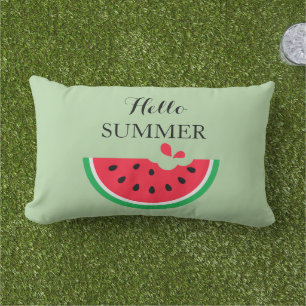Outdoor Throw Pillow-Hello Summer  Lumbar Cushion