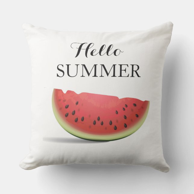 Outdoor Throw Pillow-Hello Summer Throw Pillow (Front)