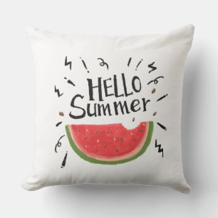 Outdoor Throw Pillow-Hello Summer Throw Pillow