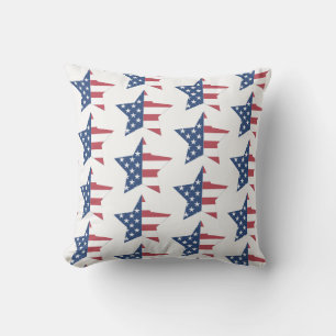 Outdoor Throw Pillow-Patriotic Stars Cushion