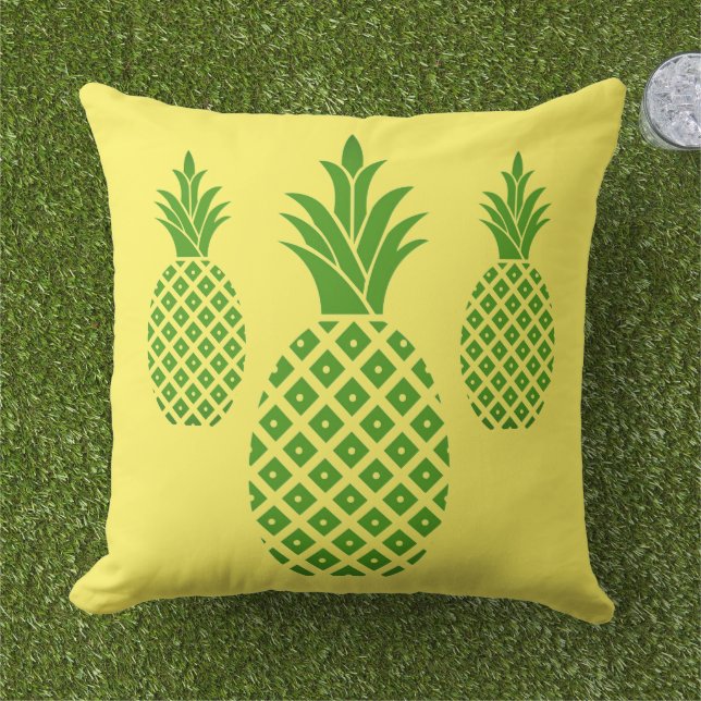 Outdoor Throw Pillow-Pineapples Cushion (Grass)