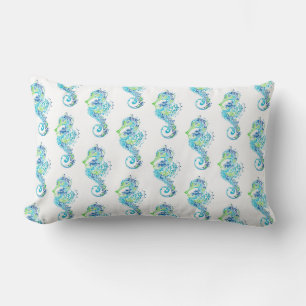 Outdoor Throw Pillow-Seahorse Lumbar Cushion
