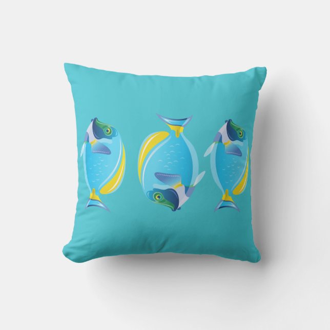 Outdoor Throw Pillow-Tropical Fish Cushion (Front)