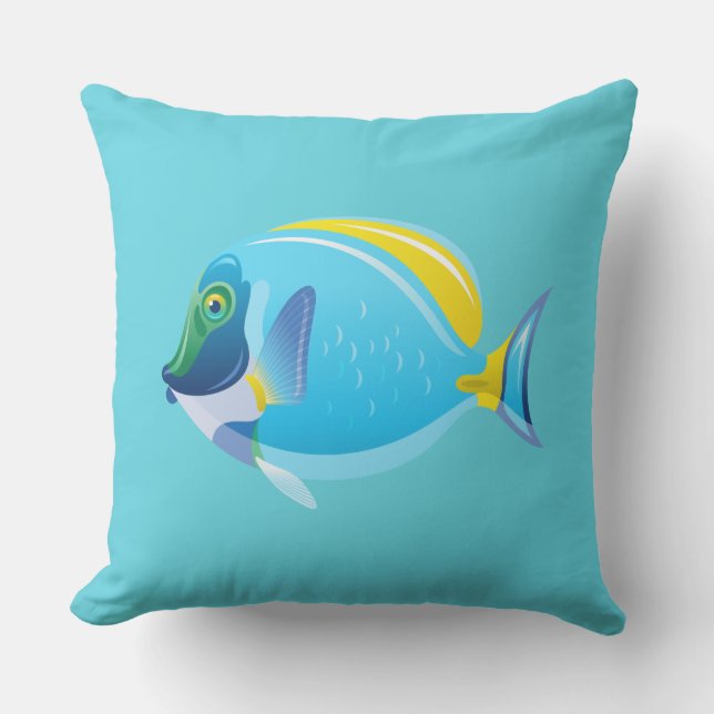 Outdoor Throw Pillow-Tropical Fish Cushion (Front)