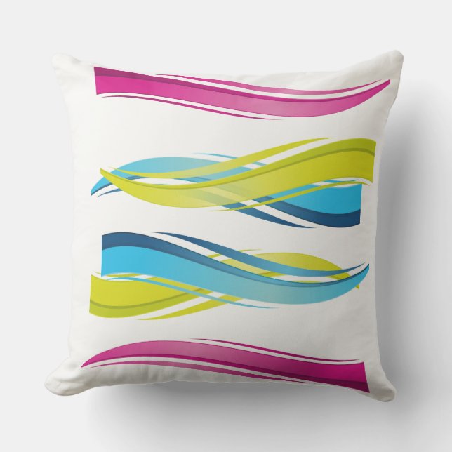 Outdoor Throw Pillow-Waves of Colour Cushion (Front)