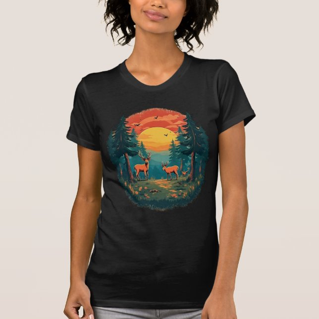 Outdoor Tree Nature Lover Wildlife Retro Forest T-Shirt (Front)