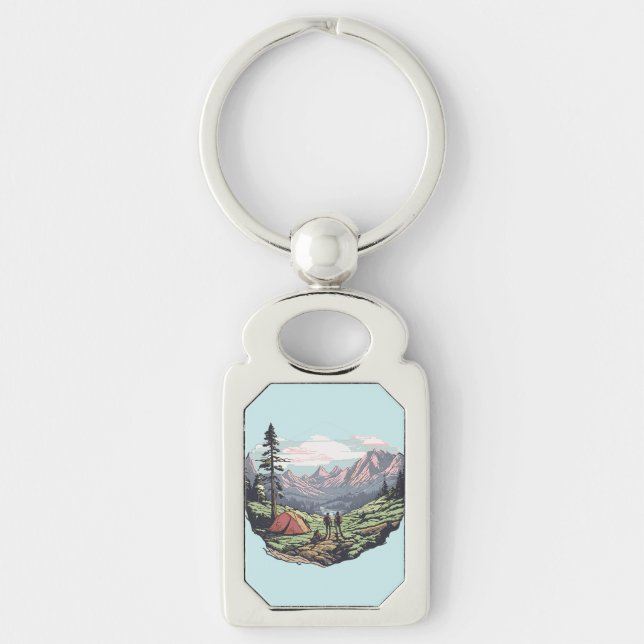Outdoor unique, retro/vintage graphic key ring (Front)