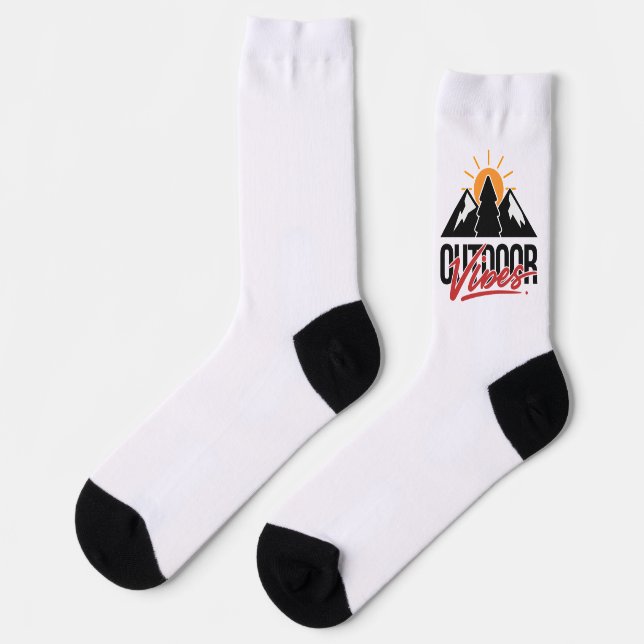 Outdoor Vibes Mountain Tree Sunrise Socks (Left)
