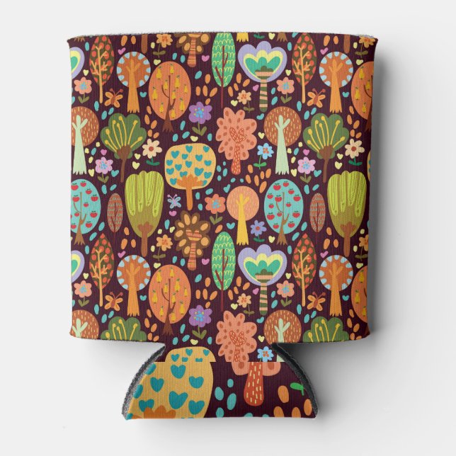 Outdoor Wallpaper Seamless Texture Can Cooler (Front)