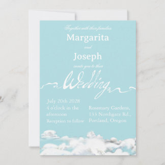 outdoor wedding Invitation, blue sky and clouds Invitation