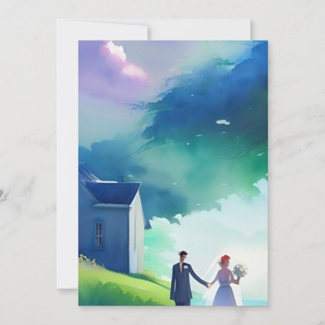 Outdoor Weeding Watercolor Design Casual Pretty   Invitation (Front)