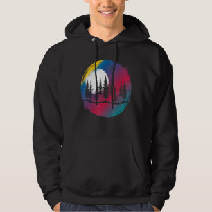 Outdoor Wildlife Moonlight Forest Full Moon Colorf Hoodie