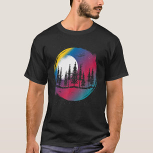 Outdoor Wildlife Moonlight Forest Full Moon Colorf T-Shirt