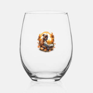 Outdoors American Staffordshire Terrier Dog Readin Stemless Wine Glass