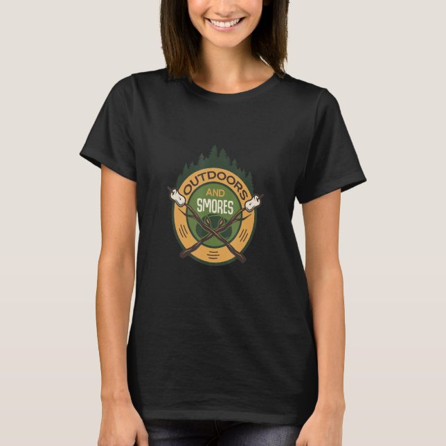 Outdoors And Smores Smores Marshmallow Camping T-Shirt (Front)