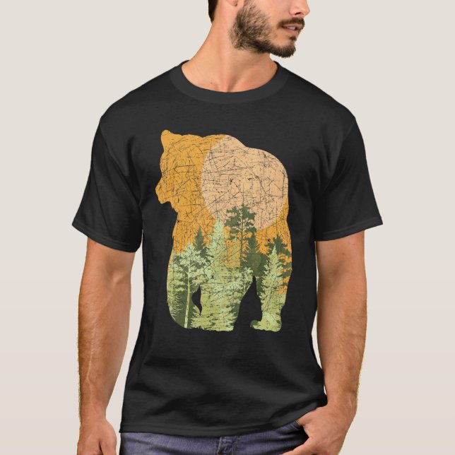 Outdoors Brown Bear  Forest Trees Animal Nature T-Shirt (Front)