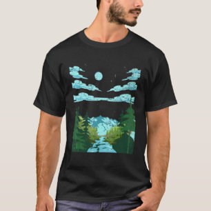 Outdoors Forest Trees Mountain Hiking Full Moon Na T-Shirt
