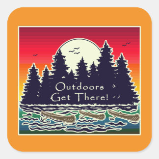 Outdoors Get There Canoes   Square Sticker