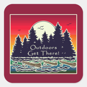 Outdoors Get There Canoes   Square Sticker