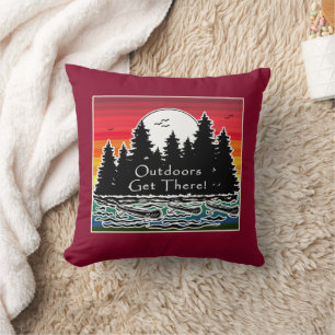 Outdoors Get There Canoes Throw Pillow