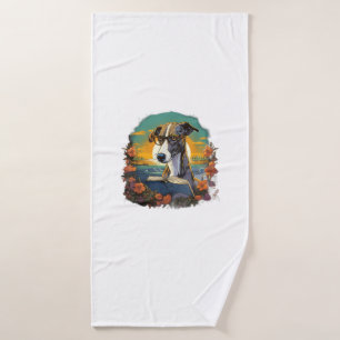 Outdoors Greyhound Dog Reading Book Bath Towel