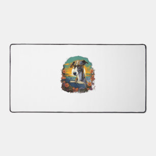 Outdoors Greyhound Dog Reading Book  Desk Mat