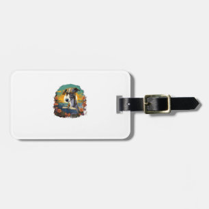Outdoors Greyhound Dog Reading Book  Luggage Tag