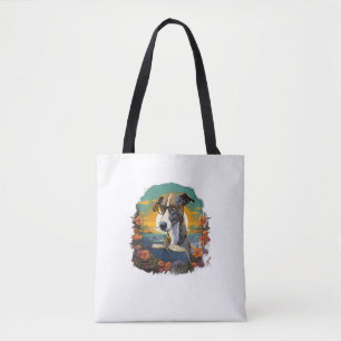 Outdoors Greyhound Dog Reading Book  Tote Bag