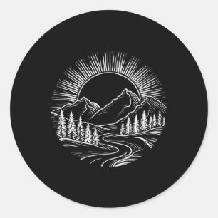 Outdoors Nature Cool Hiking Camping Summer Women M Classic Round Sticker