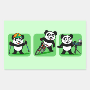 Outdoors Pandas Rectangular Sticker