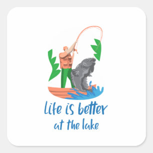 Outdoors Wall Decor Camping Fishing Poster Square Sticker