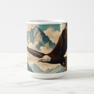 Outdoorsman bald eagle mountain range coffee mug