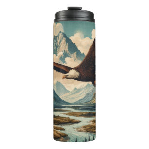 Outdoorsman bald eagle mountain range thermal tumbler