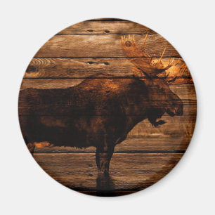 outdoorsman distressed wood wildlife bull moose magnet