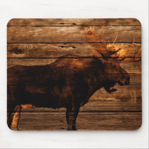 outdoorsman distressed wood wildlife bull moose mouse pad