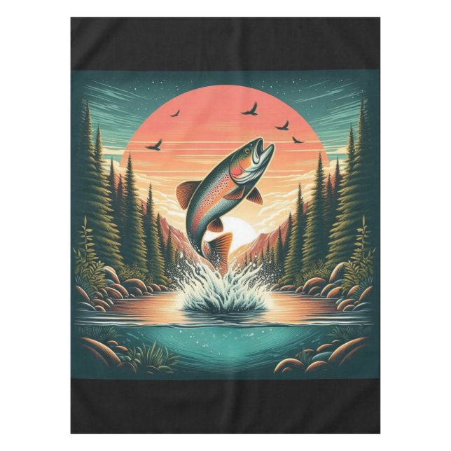 Outdoorsman trout nature tablecloth (Front)