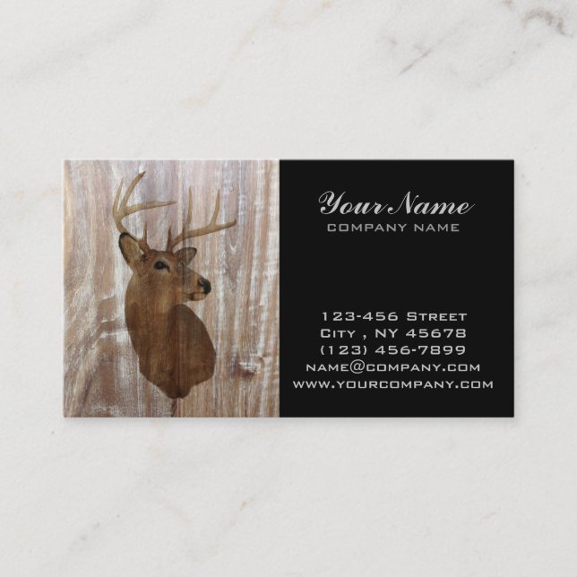 Outdoorsman Western Primitive barn wood deer Business Card (Front)
