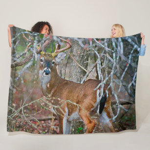 Outdoorsman Whitetail Buck Wildlife Acrylic Art Fleece Blanket