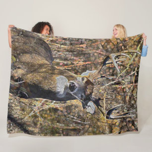 Outdoorsman Whitetail Deer Buck Hunter Plush Fleece Blanket