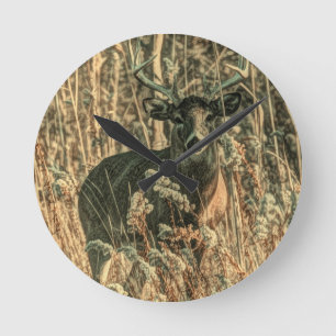 outdoorsman wilderness Camouflage whitetail deer Round Clock