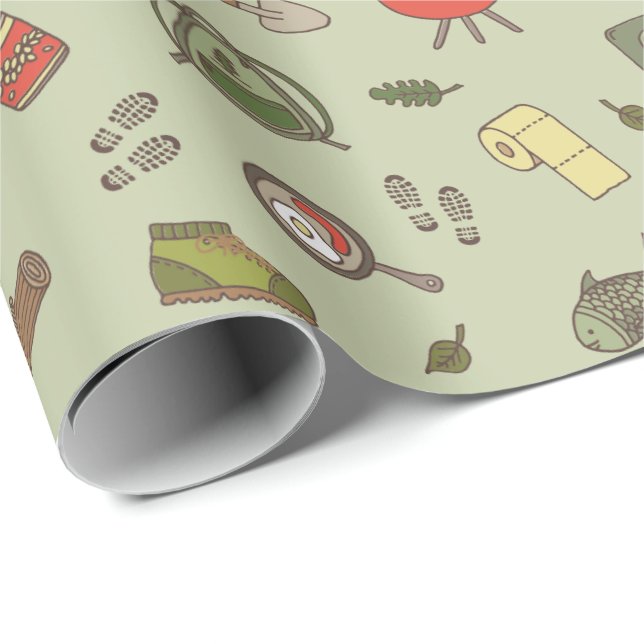 Outdoorsy Adventure Woodland Wilderness Pattern Wrapping Paper (Roll Corner)