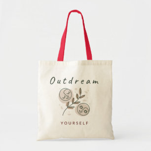 Outdream Yourself Positive Quote Line Art Faces Tote Bag