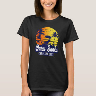 Outer Banks 2023 Carolina Sunset Beach Retro Premi T-Shirt