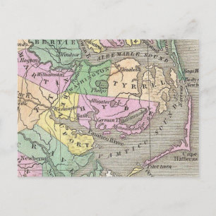Outer Banks and Eastern North Carolina Map (1827) Postcard