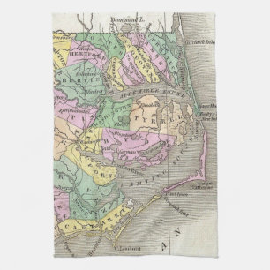Outer Banks and Eastern North Carolina Map (1827) Tea Towel